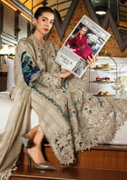 Maria B Luxury Winter Collection – Premium Air-Jet Dhanak 3PC Heavy Chikankari Suit with Digital Printed Woolen Shawl