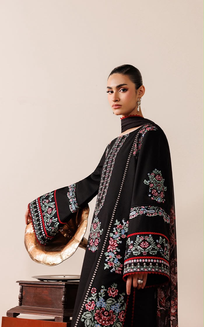 HUSSAIN REHAR Premium Air-Jet Dhanak 3-Piece Embroidered Suit (Code: NF 410)