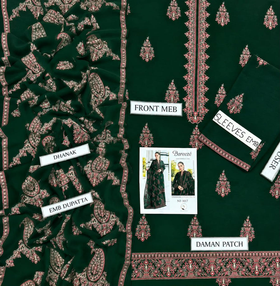 Bareeze Winter Dhanak Collection 2026-2027 | 3PC Heavy Embroidered Suit (D#3017)
