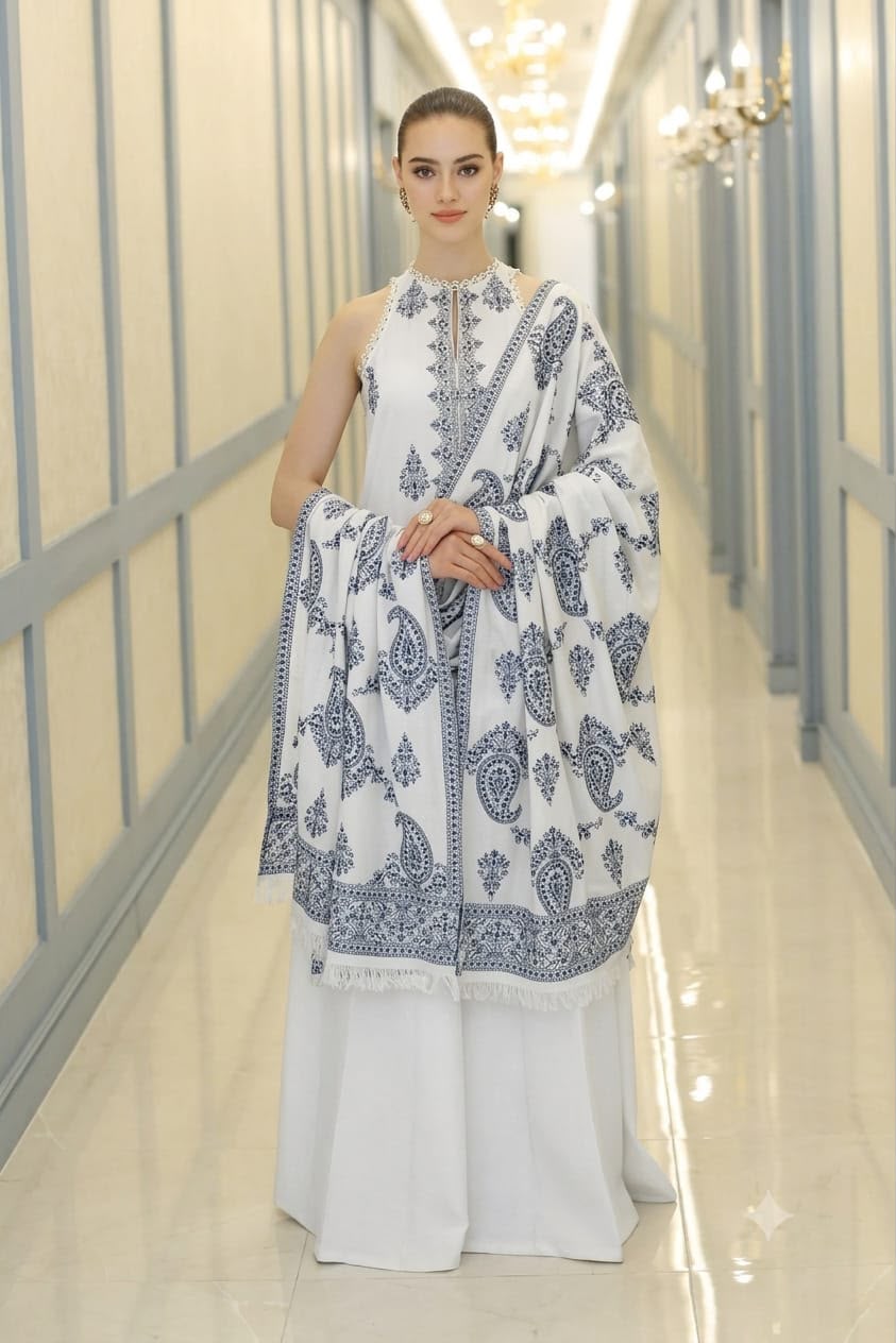 Bareeze Winter Dhanak Collection 2026-2027 | 3PC Heavy Embroidered Suit (D#3017)