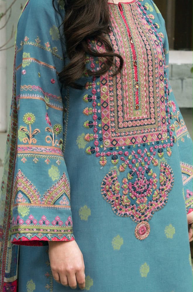 COCO by Zara Shahjahan Premium Dhanak 3-Piece Embroidered Suit (Code: NF 1228)