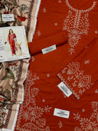 MOHAGNI Winter Collection – 3-Piece Heavy Embroidered Air-Jet Dhanak Suit with Woolen Shawl (Code: NF 1318)