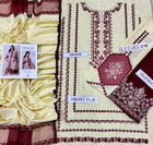 BAROQUE Winter Collection – 3-Piece Heavy Luxury Embroidered Dhanak Suit with Embroidered Shawl (Code: NF 3020)