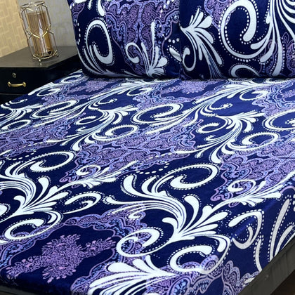 Luxury Royal Navy Paisley Scroll Soft Fleece Bedsheet Set – 100% Color Guarantee
