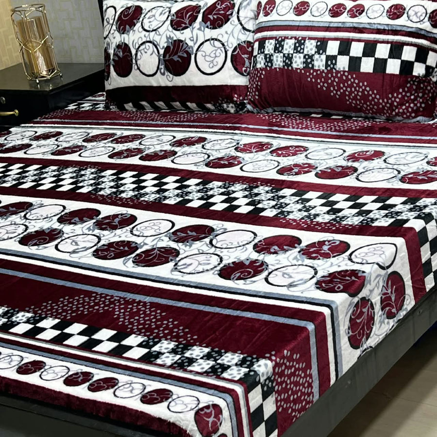 Premium King Size 3-Piece Soft Fleece Bedsheet Set with Pillow Covers