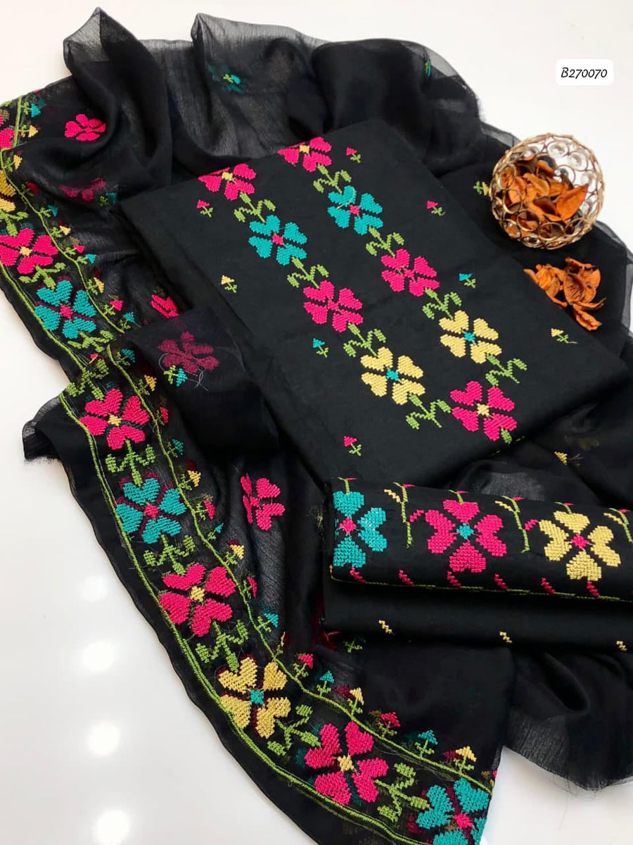 Trending Cotton/Lawn 3-Piece Embroidered Suit