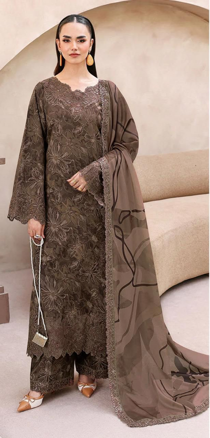 Ramsha Mocha Brown 3PC Digital Printed Lawn Suit