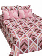 5-Piece Export Quality Pure Cotton King Size Blue Geometric Bedsheet Set