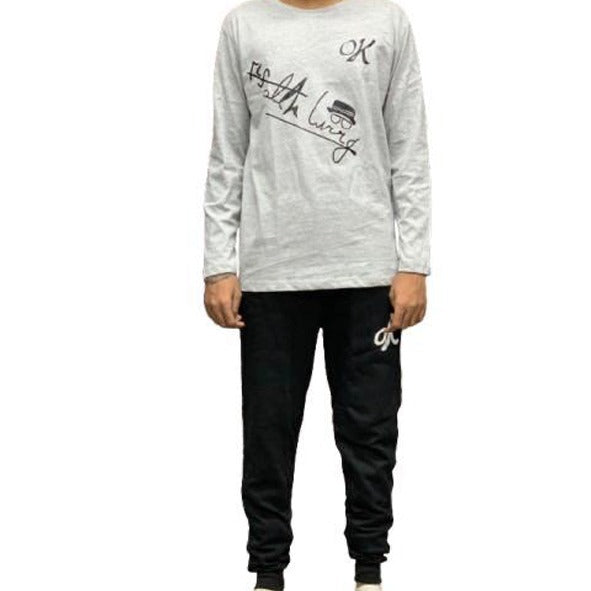 Mens Printed Tracksuit Set Soft Fabric Stylish T Shirt and Trouser Comfortable Fashionable Outfit