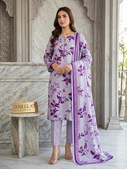 Elegant Purple Floral Printed Bedsheet Set – Premium Bed Linen