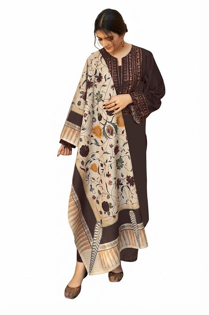 URGE Pure Lawn 3-Piece Embroidered Summer Collection – Elegant Brown & Floral Designer Suit