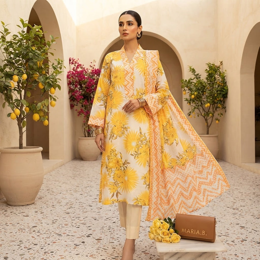 Maria.B Sunburst Yellow 3-Piece Lawn Suit